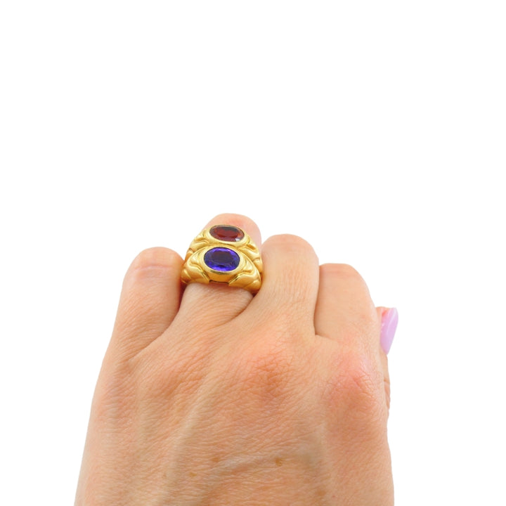 Bvlgari Doppio Ring Citrine & Amethyst 18k Gold