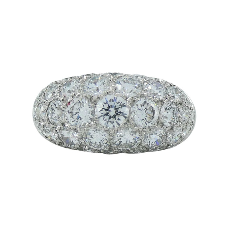 1960s Van Cleef & Arpels 18k White Gold Diamond Bombe Ring