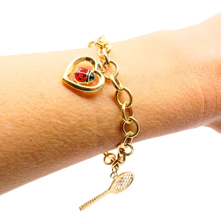 14k Gold Link Charm Bracelet Vintage Jewelry