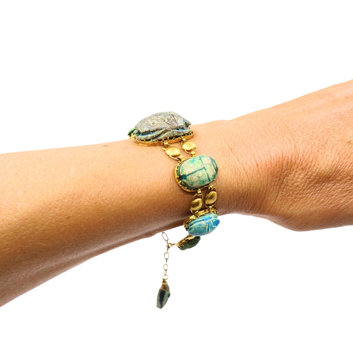 18K Gold Bracelet  Ancient Egyptian Scarabs