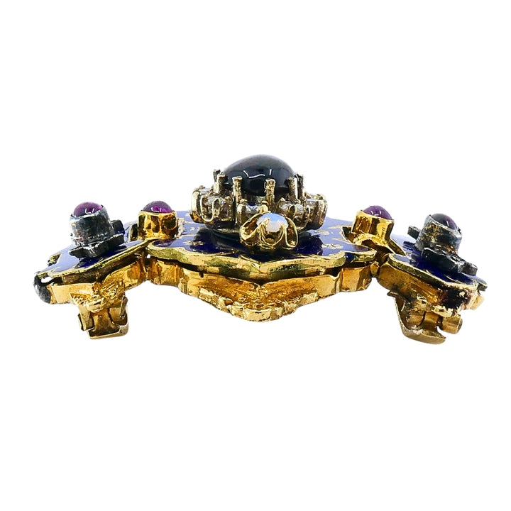 Antique Victorian 14K Gold Gemstone  Enamel Buckle