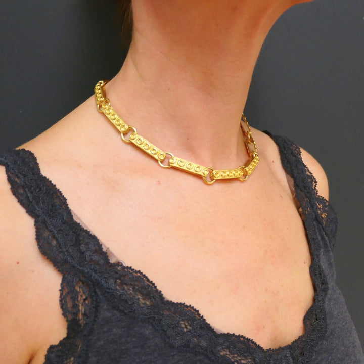 18k Gold Necklace Heavy Link Vintage