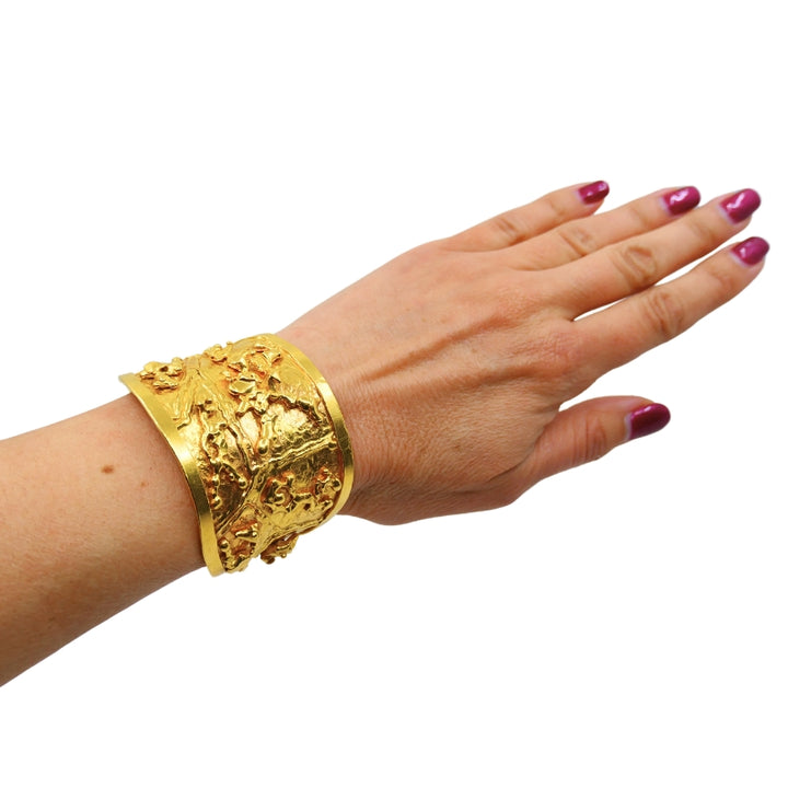 22k Gold Jean Mahie Wide Cuff Bracelet