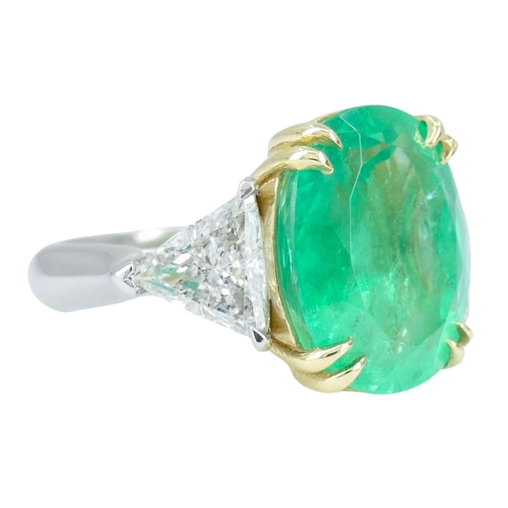 Natural 8ct. Emerald Diamond Ring 18k Gold Platinum