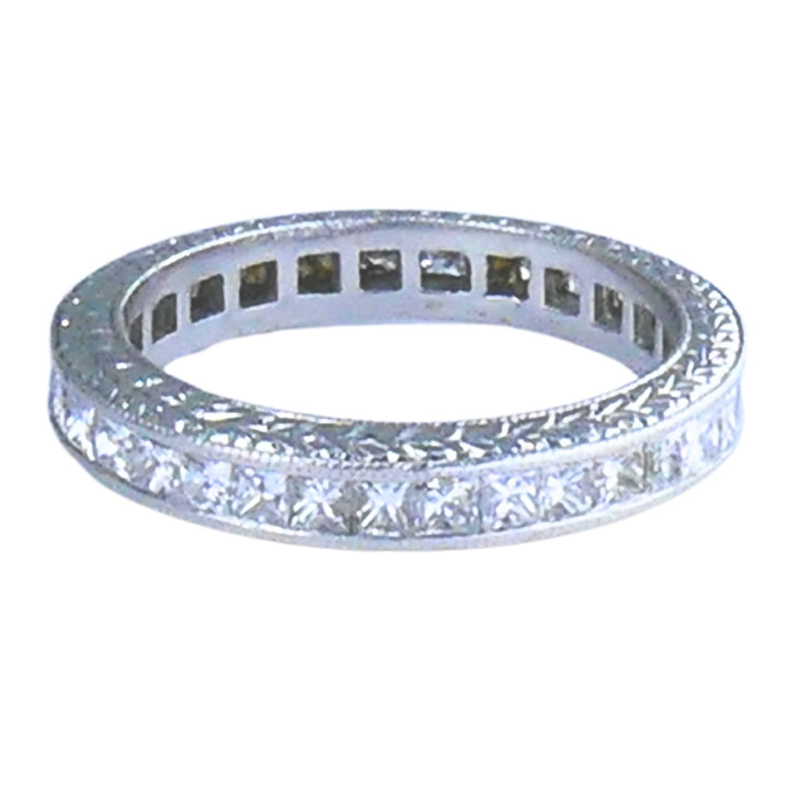 Michael Beaudry Princess Cut Diamond Eternity Band Platinum Size 6 Wedding Ring