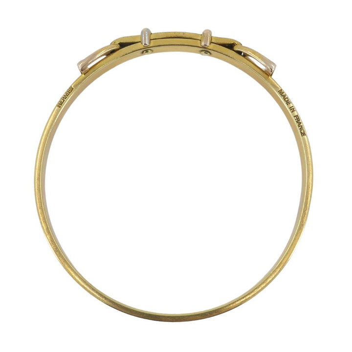 1980s Hermes Vermeil Leather Equestrian Bangle Bracelet