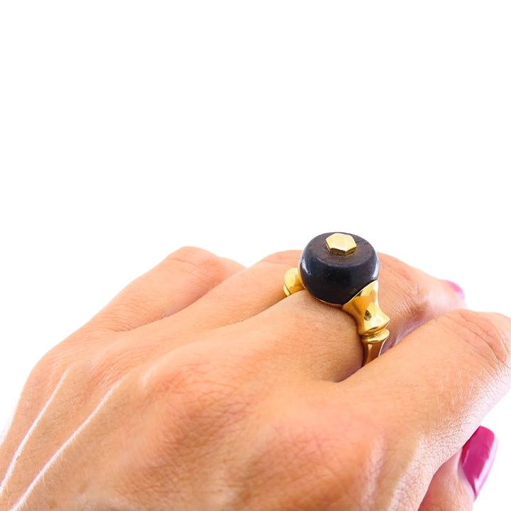 Marina B 18k Yellow Gold  Wood Ring