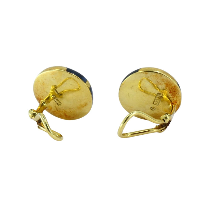 Angela Cummings for Tiffany & Co. MOP Gold Onyx Button Clip-On Earrings