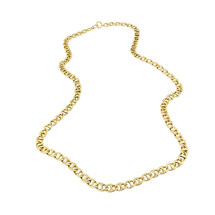 14k Gold Flat Link Chain Necklace Vintage Jewelry