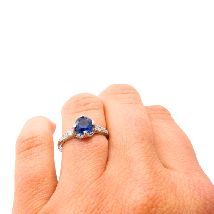 Art Deco Ring Diamond Platinum Sapphire