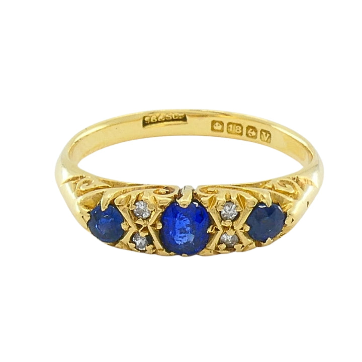 Antique Victorian 18K Gold Sapphire Diamond Ring