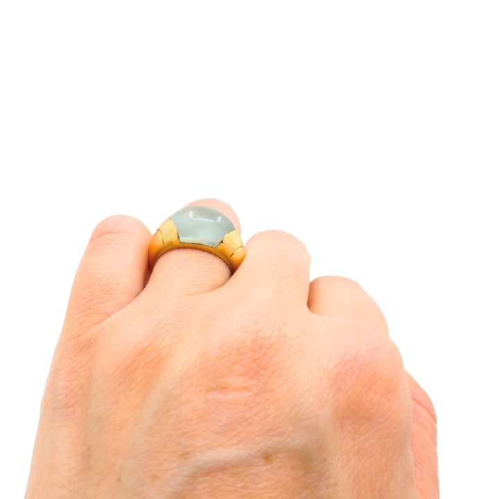 Bvlgari Bulgari 18k Gold Ring Aquamarine
