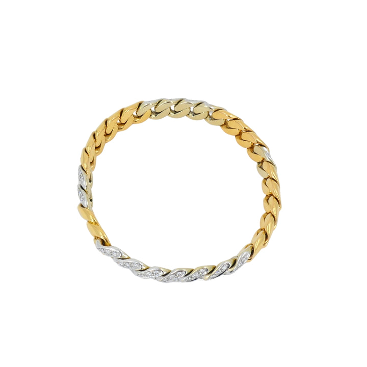 Pomellato 18k Yellow White Gold Diamond Curblink Chain Bracelet