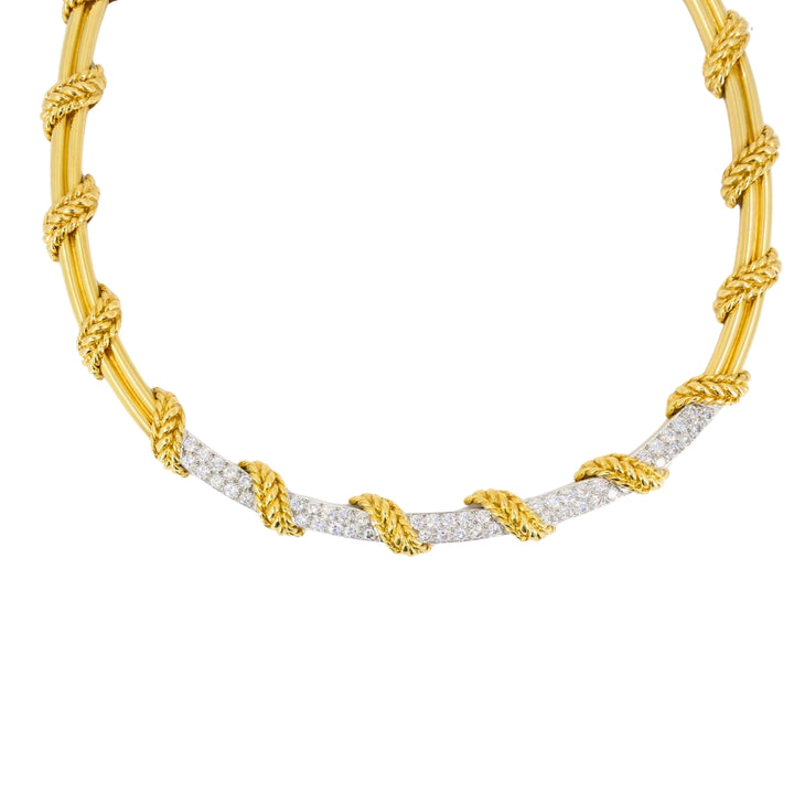 Tiffany & Co. 18k Gold Diamond Collar Necklace Rope Design