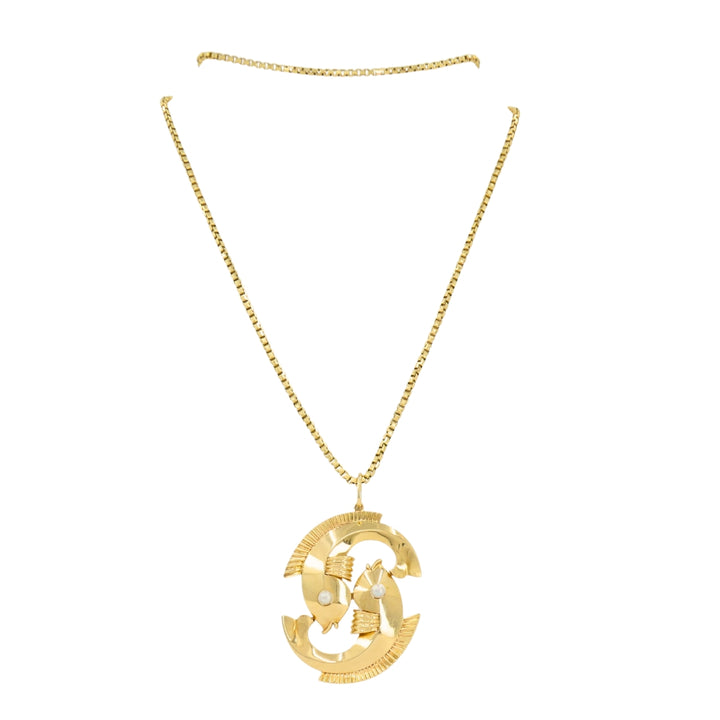 Trabert & Hoeffer 18k Gold Pieces Pendant 14k Chain Necklace