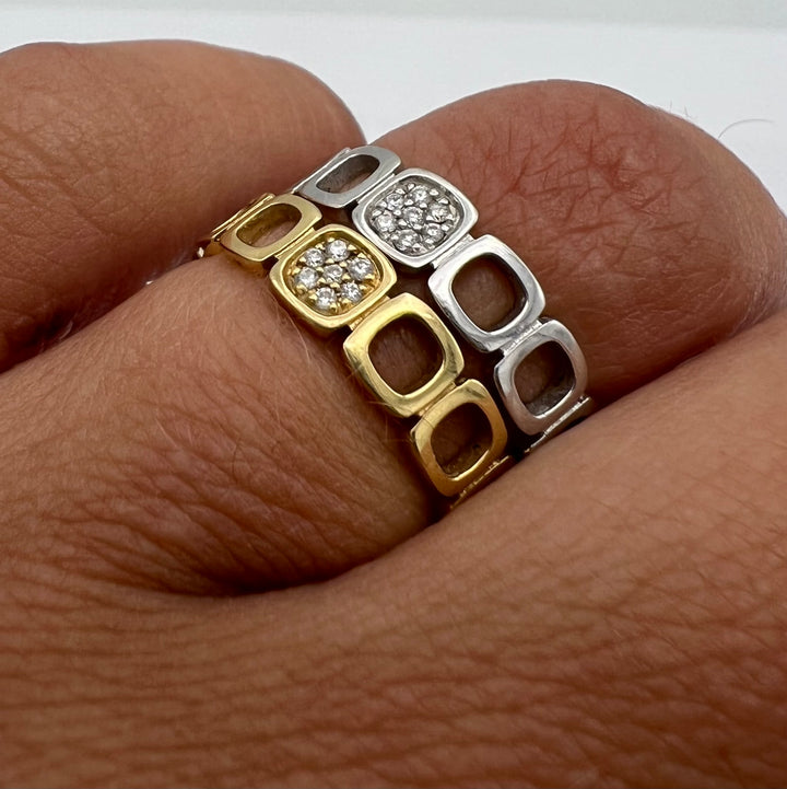 Dinh Van Rings, Pair of Bands Gold Diamond, 18k