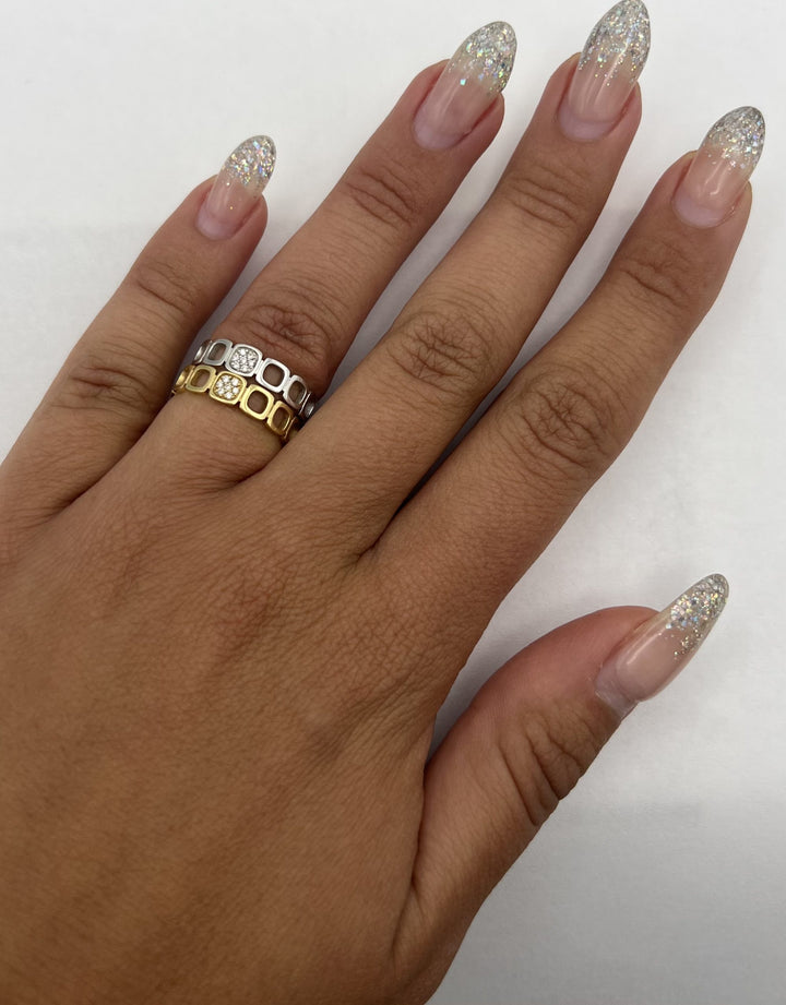 Dinh Van Rings, Pair of Bands Gold Diamond, 18k