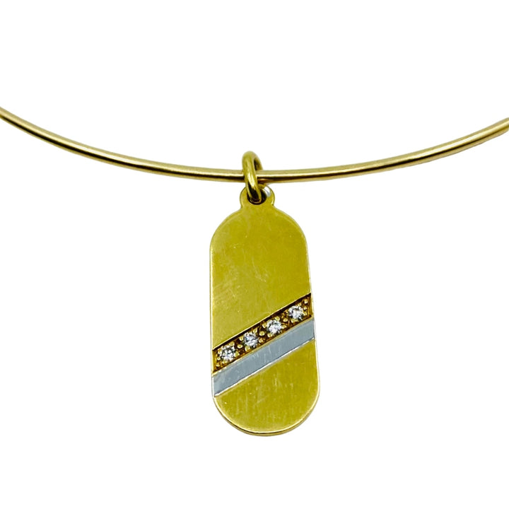 14k Gold Choker Necklace 18k Gold Diamond Pendant