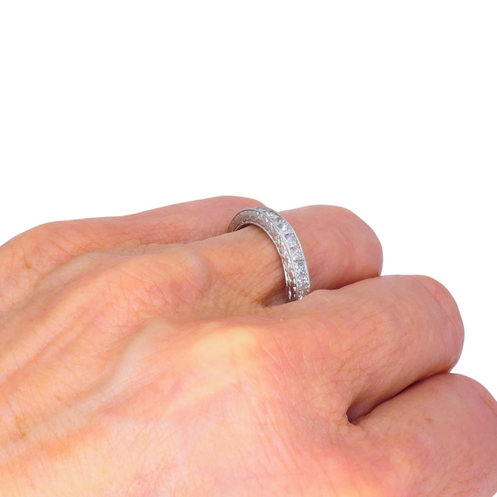 Michael Beaudry Princess Cut Diamond Eternity Band Platinum Size 6.5 Wedding Ring