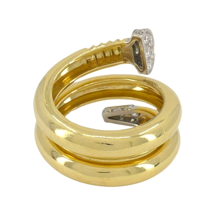 David Webb 18k Gold Platinum Diamond Nail Ring