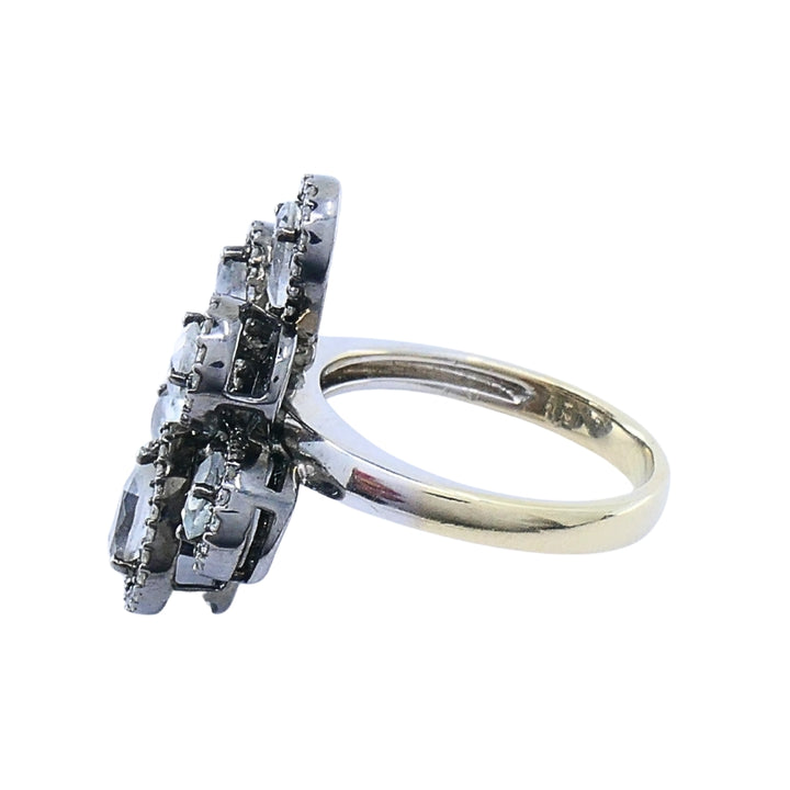 14k Gold  Diamond Floral Cocktail Ring