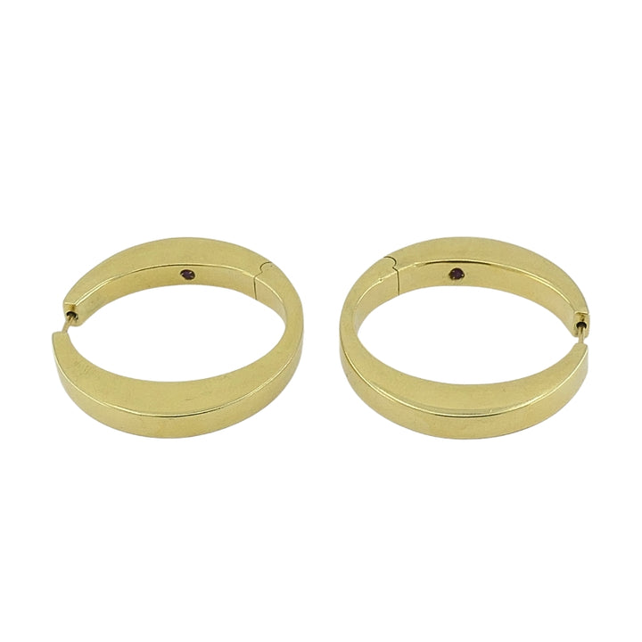 Roberto Coin 18k Gold Hoop Earrings Signature Hidden Ruby