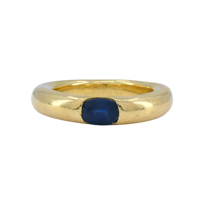 1997 Cartier 18k Gold Blue Sapphire Ellipse Band Ring