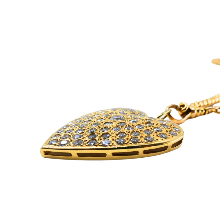 14k Gold Diamond Heart Pendant & 10k Gold Extra-Long Curb Link Chain Necklace