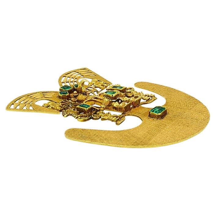 18k Gold Brooch/Pendant Emeralds Pre-Columbian Jewelry