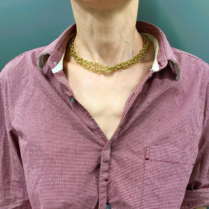 18k Gold Twisted Link Chain Necklace French Jewelry