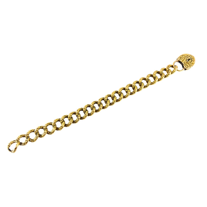 Vintage 14k Gold Heart Lock Link Bracelet