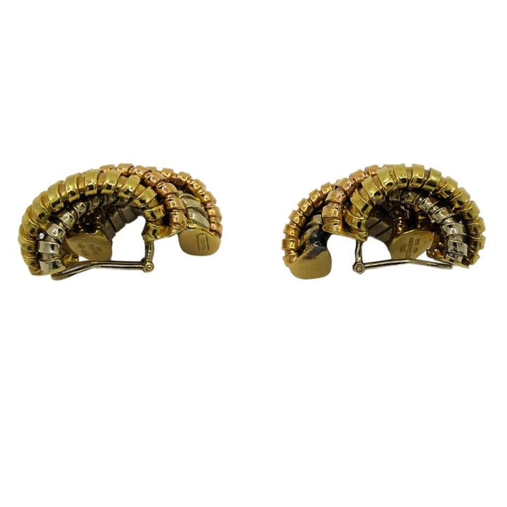 Tallarico Carlo Weingrill Tubogas Earrings Three Tone 18k Gold