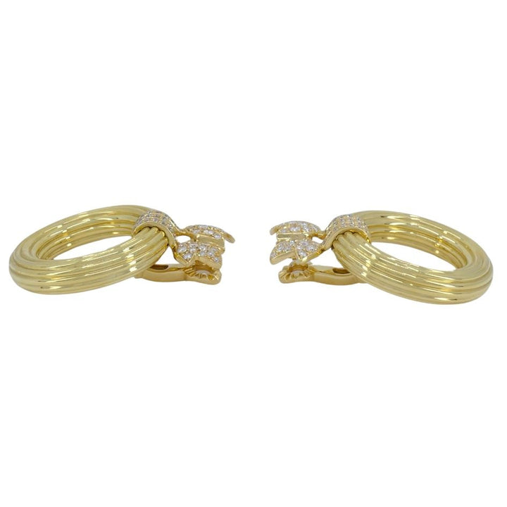 1994 Cartier 18k Gold Diamond Doorknocker Clip Earrings