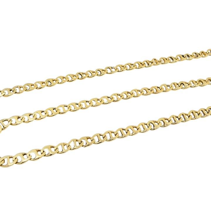 14k Gold Flat Link Chain Necklace Vintage Jewelry