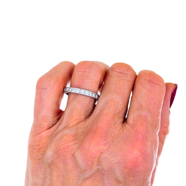 Wedding Band Platinum Diamond Eternity Ring 1960s Estate Jewelry