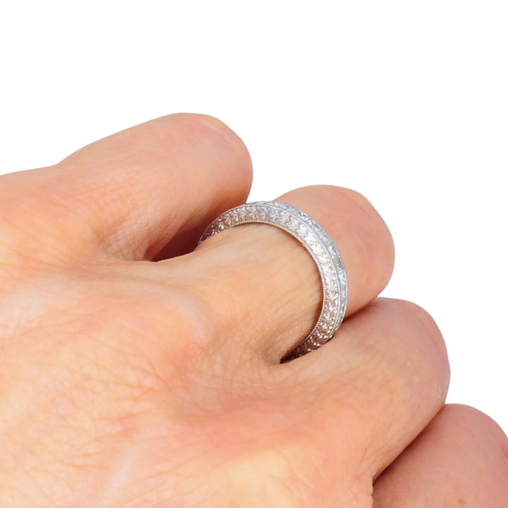 Michael Beaudry Princess Cut Diamond Eternity Band Platinum Size 6 Wedding Ring