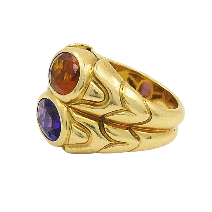 Bvlgari Doppio Ring Citrine & Amethyst 18k Gold