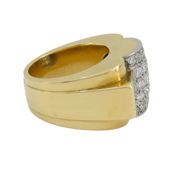 Retro Van Cleef & Arpels 18k Two-tone Gold Diamond Tank Ring