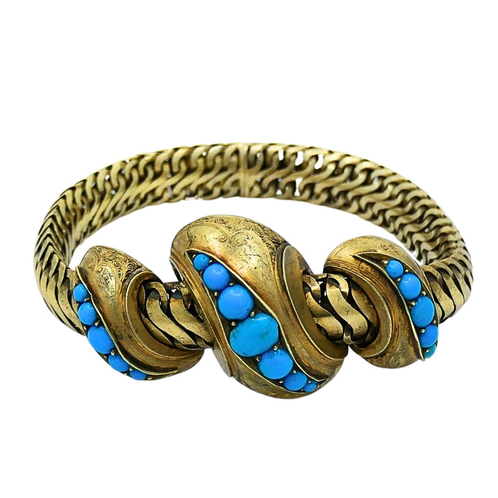 Antique Snake Bracelet Turquoise 10k Gold