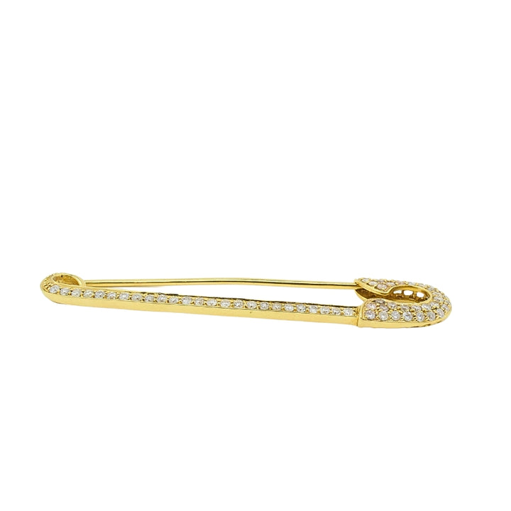 18k Gold Diamond Safety Pin Brooch