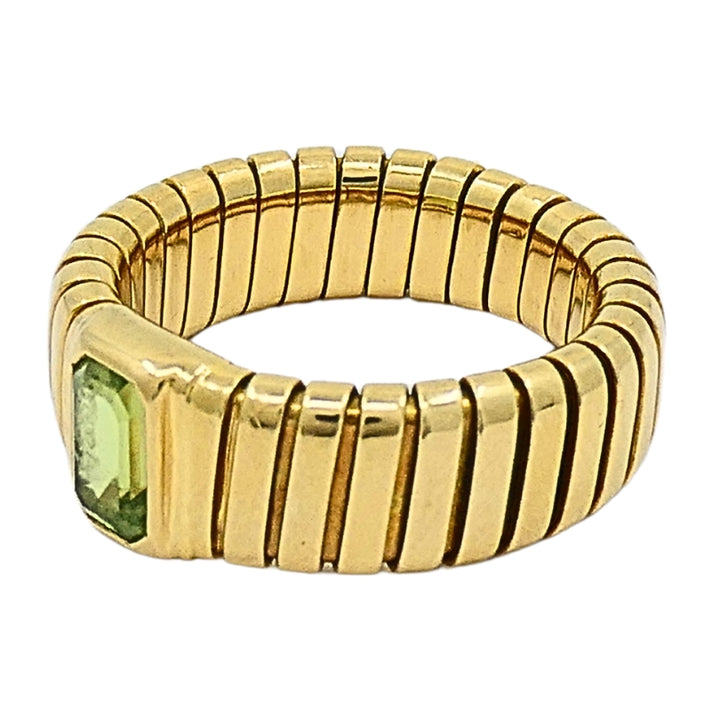Bvlgari Tubogas 18k Gold Ring Peridot