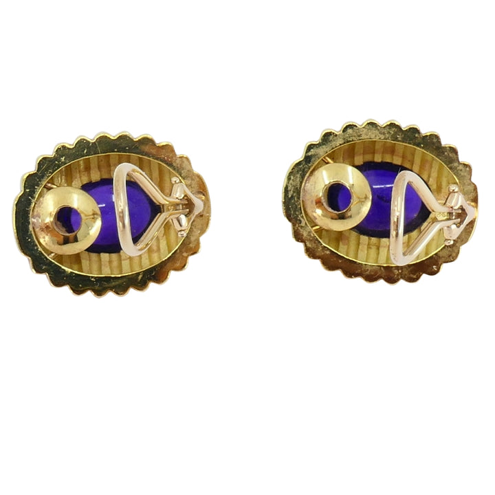Amethyst Earrings Tambetti Earclips 18k Gold Vintage Jewelry
