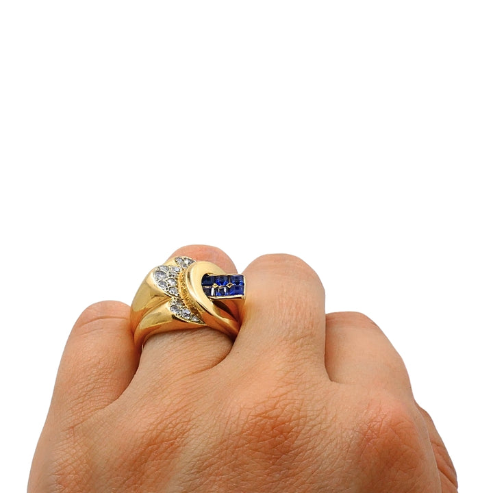 Vintage 18k Gold Sapphire Diamond Ring