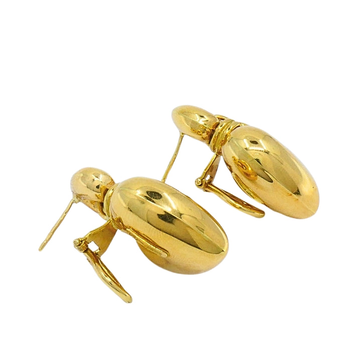 18k Gold Double Heart  Drop Earrings