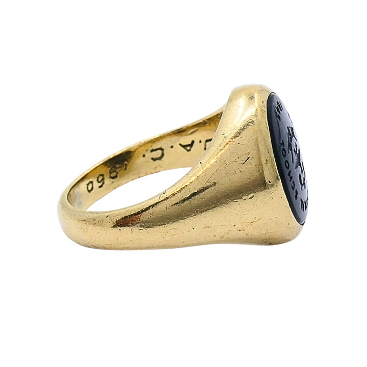 Antique Signet Ring Carved Carnelian 10k Gold
