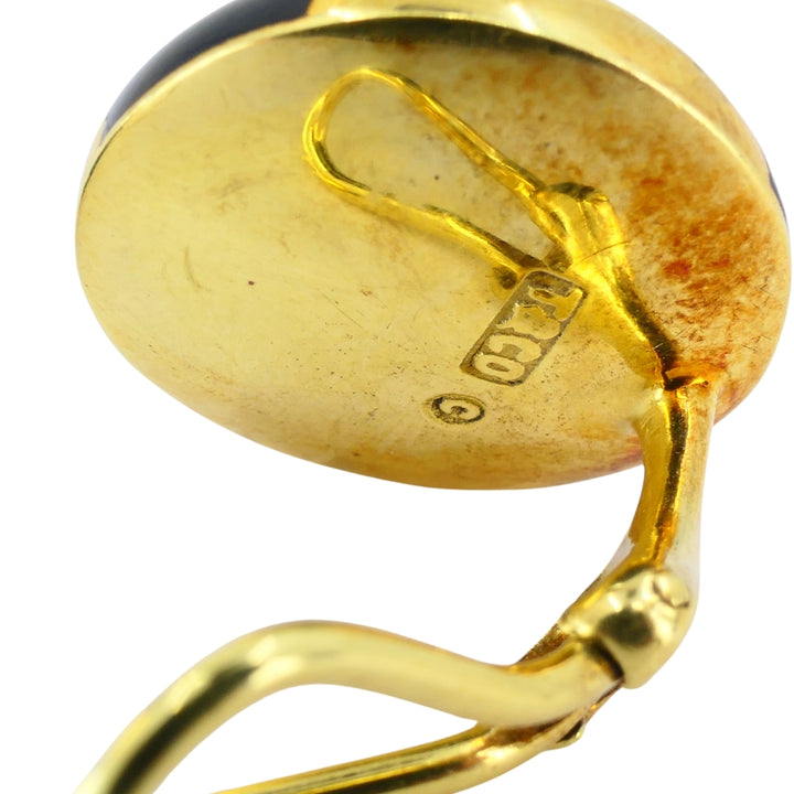 Angela Cummings for Tiffany & Co. MOP Gold Onyx Button Clip-On Earrings