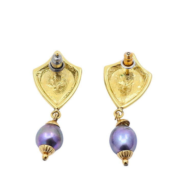 18K Gold Tahitian Pearl Drop Earrings