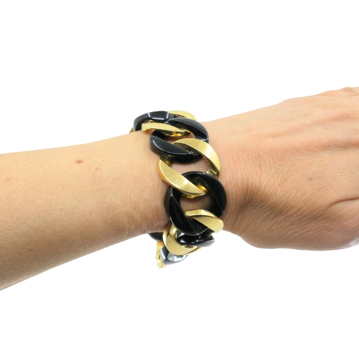 Verdura 18k Gold  Black Jade Curb Link Bracelet