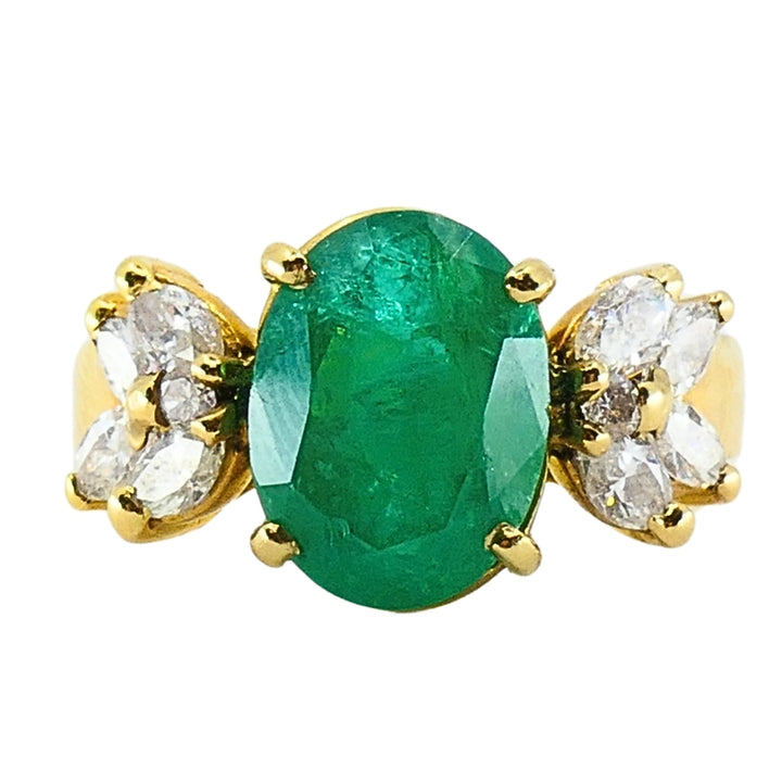 Vintage Emerald 14k Gold Diamond Ring