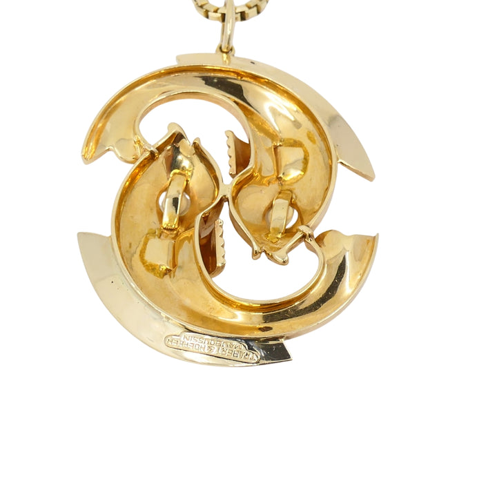 Trabert & Hoeffer 18k Gold Pieces Pendant 14k Chain Necklace